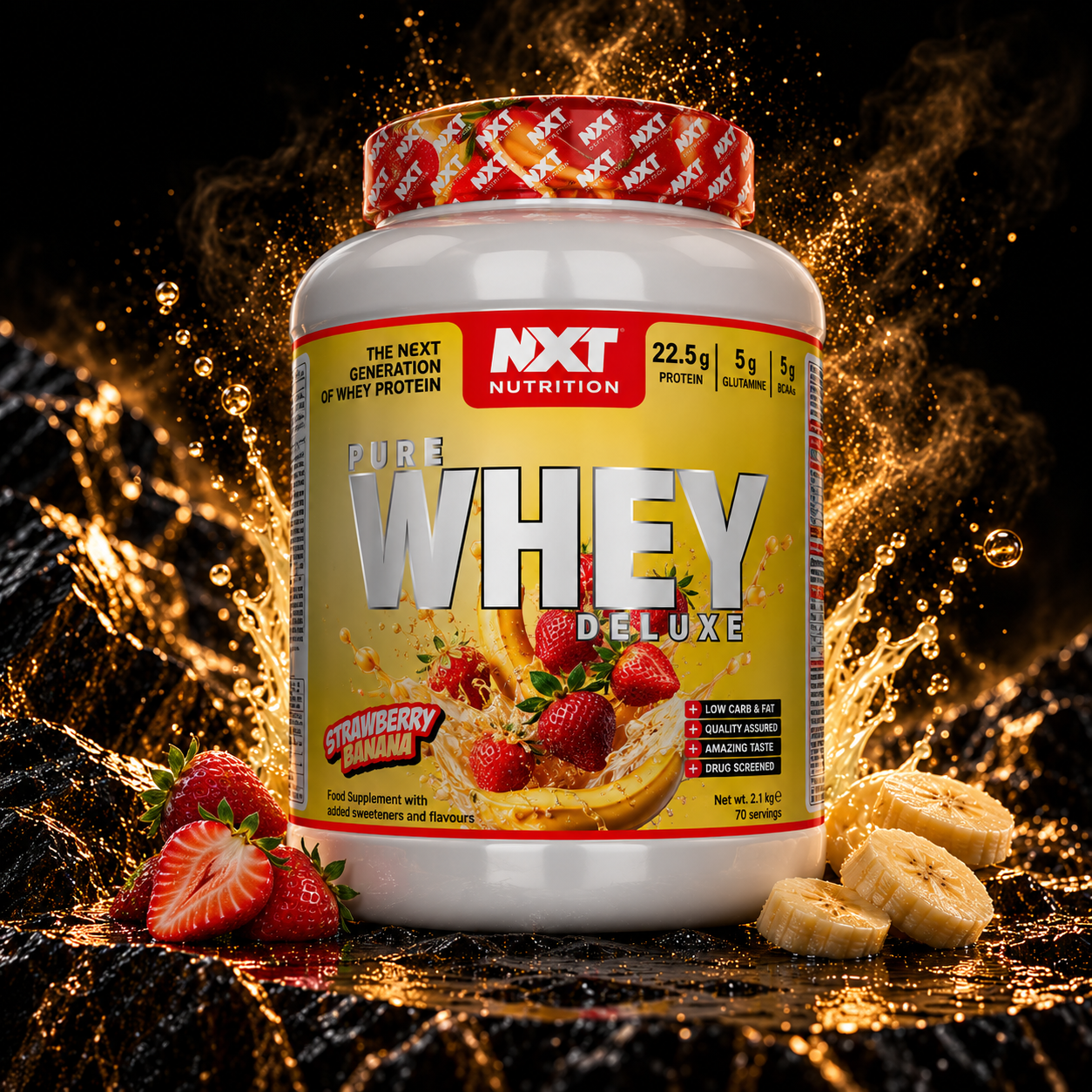NXT Nutrition Pure Whey Deluxe 2100g – Strawberry & Banana