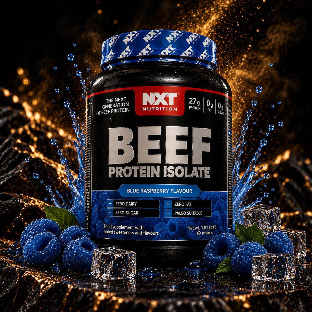 NXT Nutrition Beef Protein Isolate 1800g – Blue Raspberry